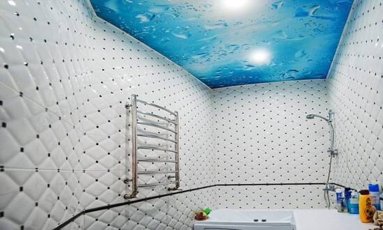 Натяжной потолок с фотопечатью 5 кв.м. - Ванная - Слуцк